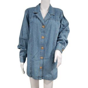 Vintage 80's Saint Germain Long Sleeve Notch Lapel Button Up Blue Denim Jacket M